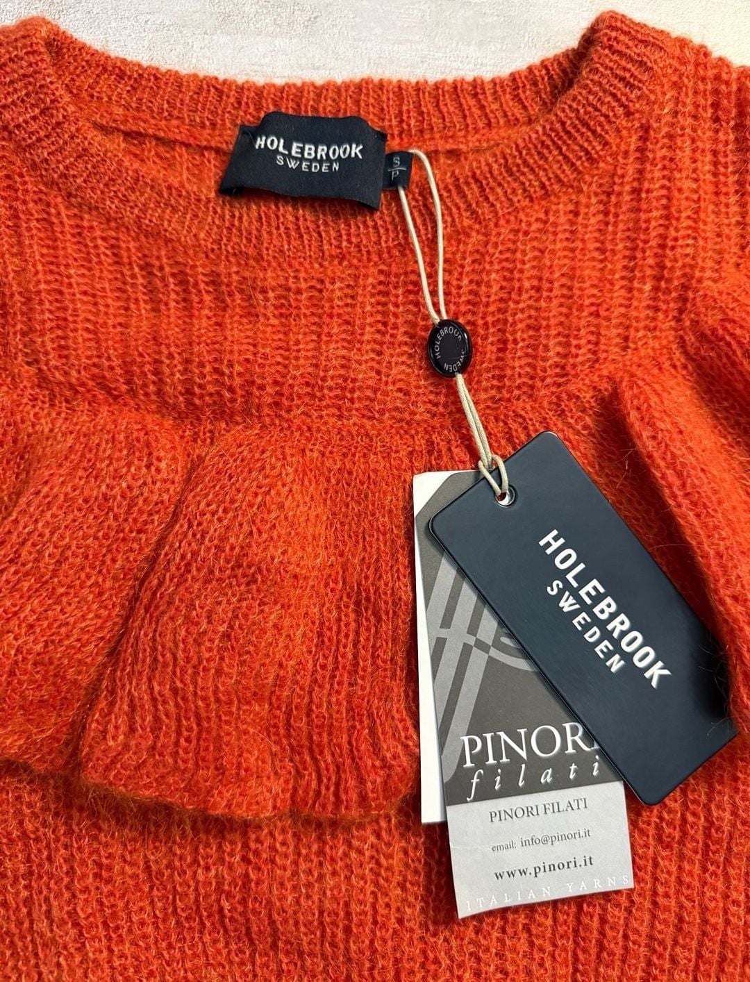 Holebrook Sweden Ruffle Mohair Blend Sweater, Orange Knit, Women's Size Sp - Nwt — image 2 of 4
